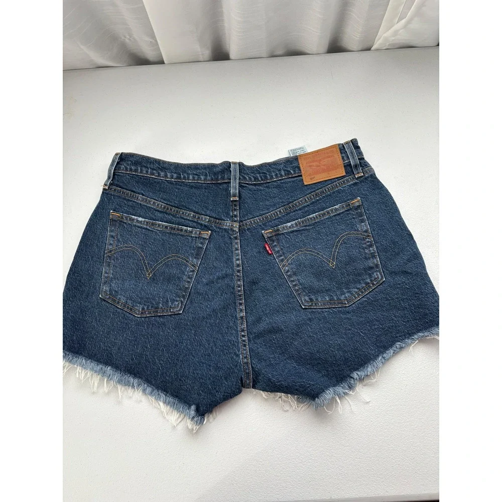 Levis Premium 501‎ Original Distressed Denim Shorts Dark Wash W33 56327-0236